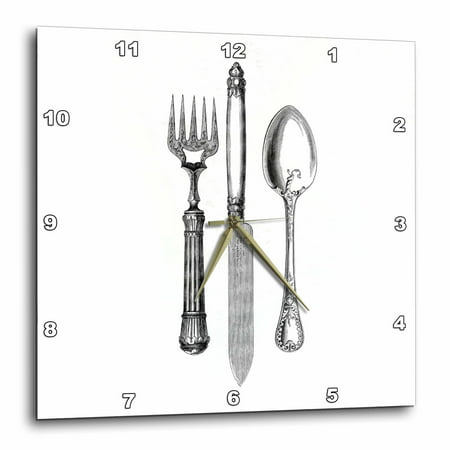 3dRose Black and white vintage cutlery set - fancy fork knif