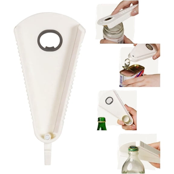 2-Pack Multi-Functional Jar & Bottle Openers, White Non-Slip Lid Gripper, Easily Unscrew Multi-Size Bottle Caps for Household Kitchen Use