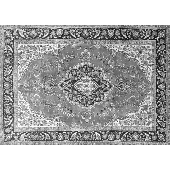 Ahgly Company Machine Washable Indoor Rectangle Medallion Gray Traditional Area Rugs, 7' x 9'