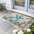 thumbnail image 2 of Teal Starfish Coastal Doormat Outdoor Entrance 16"x24", Summer Beach Nautical Retro Absorb Moisture Dirt Door Mats, Non-Slip Rubber Backing Floor Mats Indoor, Low-Profile Front Door Rugs, 2 of 9