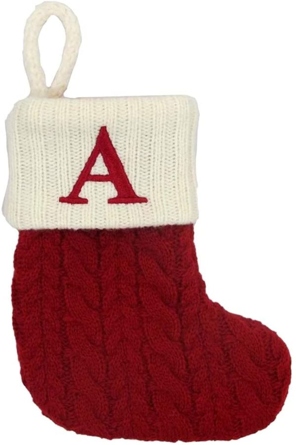 St Nicholas Square 21 Inch Cable Knit Monogram Christmas Stocking Embroidered A 