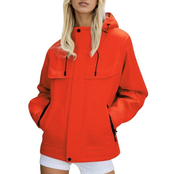 Niaviben Hiking Jacket Women Waterproof Rain Jacket Women Light Fall Jackets for Women Winter Coats for Women Casual Jackets for Women Rain Jacket Women Trench Coat Women Red 1 3XL