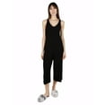thumbnail image 2 of MeMoi Women's V-Neck Luxe Rib Fitted Capri Style Romper - Womens - Female, XL, Black, 2 of 6
