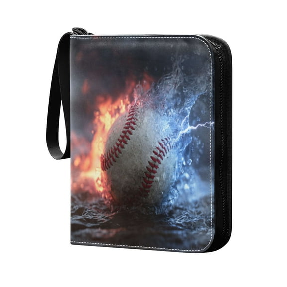 400 Pockets Trading Cards Album,Card Binder 4-Pocket, Cards Collector Album Holder Fits 400 Cards with 50 Removable Sheets Baseball with Water and Fire
