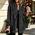 thumbnail image 4 of ClodeEU Women's Fringe Trim Hem Denim Shacket,Oversized Long Sleeve Button Down Jean Shirt Jacket ,Women's Plus S, 4 of 6