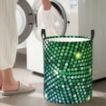 thumbnail image 4 of Lsque Green Disco Lights pattern Laundry Hamper Basket, Tall Woven Rope Hamper Basket for Clothes, Lightweight Storage Basket, Collapsible Waterproof-, 4 of 8