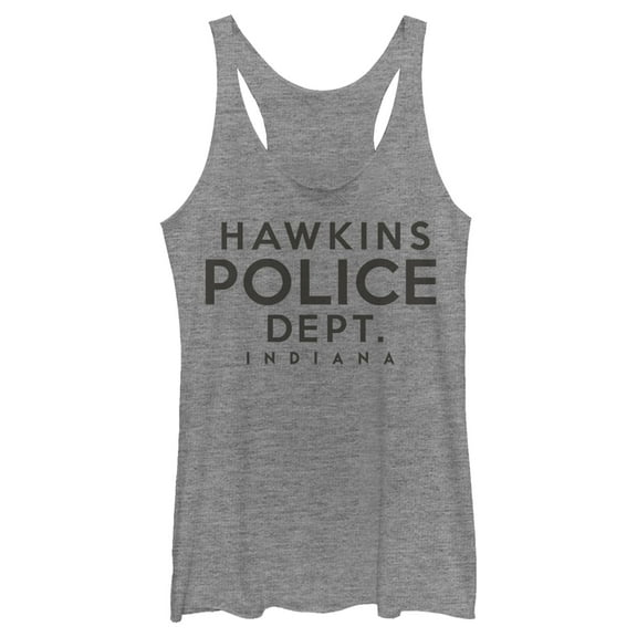 Netflix Women's Stranger Things Hawkins Police Department Racerback Tank Top Gray Heather X Large