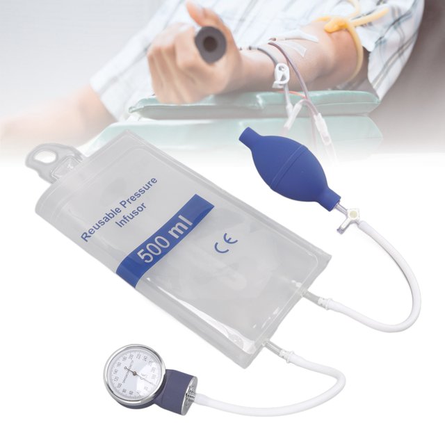 Pressure Infusion Bag, TPU Professional 500ml Fluid Infusion Bag Prevent Overpressure Transparent for Field Emergency for Anesthesia Department