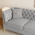 thumbnail image 4 of Modern Tufted Velvet Sofa, 82.67" Mid-Century 3-Seater Couch with Gold Metal Legs& Pillows, Elegant Chesterfield-Style Sofa for Living Room (Gray), 4 of 11