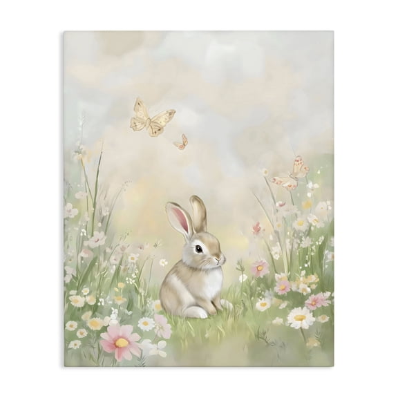 Stupell Industries Nursery Bunny in Meadow Canvas Wall Art, design by Arlington Prints