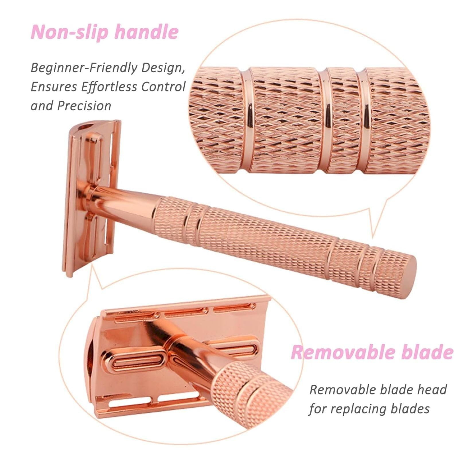 Single Blade Razor Safety Razor For Women Reusable Metal One Blade Razor With 10 Double Edge Blades Anti Slip Handle Smooth Shaving Body Hair Removal Reusable Razor For Sensitive Skin