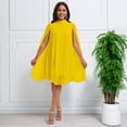 thumbnail image 3 of AURA Chiffon Midi Dress Cape Batwing Extra Long Sleeve Round Neck High Waist A-Line S-XXXL, 3 of 7