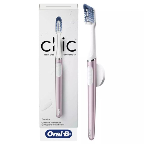 Cepillo de dientes manual Oral-B Clic Rose Quartz con soporte