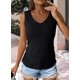 thumbnail image 2 of Camiseta sin mangas Dokotoo para mujer, cuello en V, de verano, color negro, 2 of 6