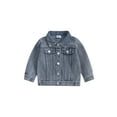 thumbnail image 2 of Suealasg Toddler Boys Girls Jean Jackets Kids Baby Outwear Long Sleeve Lapel Letter Print Denim Jacket for Girls Boys Fall Winter Denim Coat Outerwear, 2 of 8