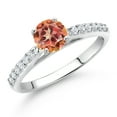 thumbnail image 2 of Gem Stone King 10K White Gold Ecstasy Mystic Topaz and White Lab Grown Diamond Wedding Engagement Solitaire Anniversary Ring (1.18 Cttw, Round 5MM, Gemstone, Available in Size 5, 6, 7, 8, 9), 2 of 4