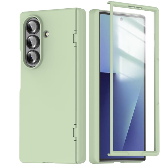 Skyskine Case For Samsung Galaxy Z Fold 7 with Built-in Screen Protector, Full Body Hinge Protection Shockproof Rugged Protective Cover, Slim Matte Anti-Scratch Hard PC Case,Lightgreen