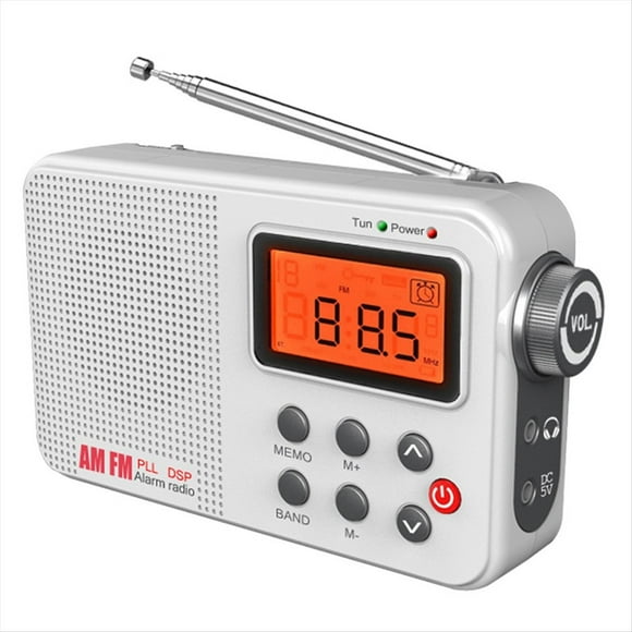 Retro Radio Battery/Plug-in Power Operated FM AM SW World Receiver Radio LCD Display/Time/Alarm Clock, Multi Band Radio,1 * Radio 1 * Charging cable 1 * English instruction manual,White
