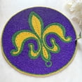 thumbnail image 3 of Set of 2, Mardi Gras handmade placemat, beaded round table placemat, 14 inch, 3 of 4