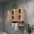 thumbnail image 2 of Gzxs Bathroom Wall Cabinet, 2-Doors Bamboo Medicine Cabinets with Towel Bar, Wall Mounted Storage Cabinet with Open Shelves, Over The Toilet Space Saver Organizer for Small Spaces, Natural, 2 of 10