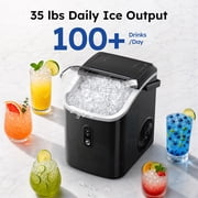 Simzlife 35lbs/24H Nugget Ice Maker Countertop,Portable Pebble Crushed Soft Chewable Ice Maker Machine with Self-Cleaning, Black