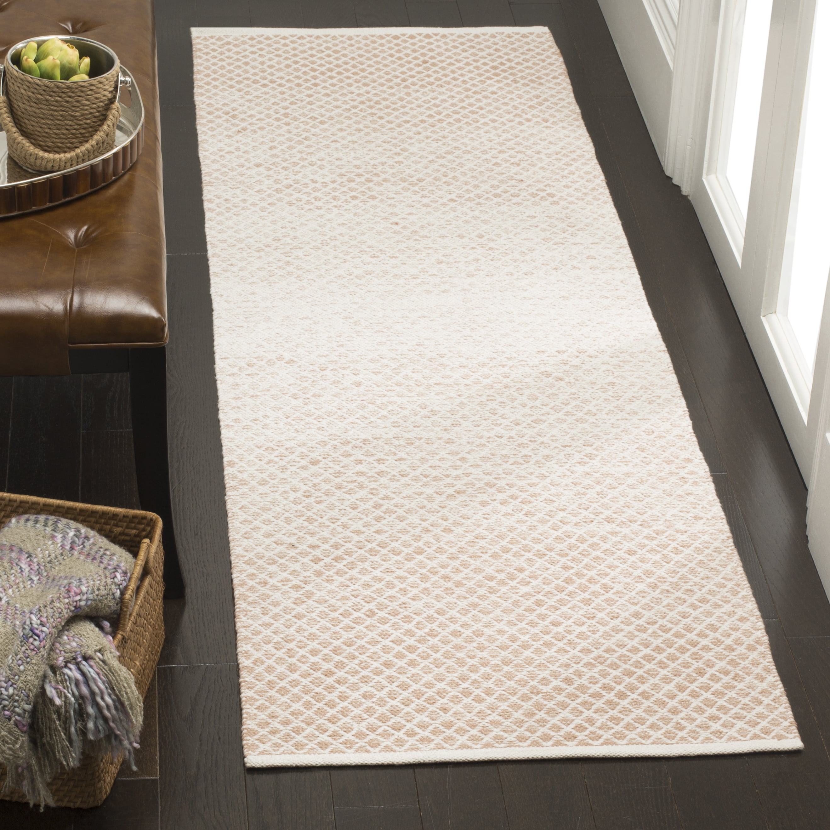 SAFAVIEH Montauk Vaughn Geometric Cotton Runner Rug, Beige/Ivory, 2'3" x 6'