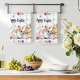 thumbnail image 3 of Easter Rabbits Kitchen Towels Set of 2, Cute Bunny Faisy Leaf Eggs Spring Colorful Plaid Absorbent Dish Towels for Kitchen, Microfiber Hand Towel, Quick Drying Tea Towel for Cleaning Dishcloths, 3 of 7