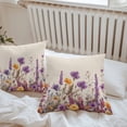 thumbnail image 5 of Purple Poppy Outdoor Pillow Covers Pack of 2 Lavender Gold Daisy Watercolor Floral Linen Waterproof Throw Pillow Covers Decorative Cushion Cases for Patio Garden Tent Balcony Couch 20x20 inch, 5 of 8