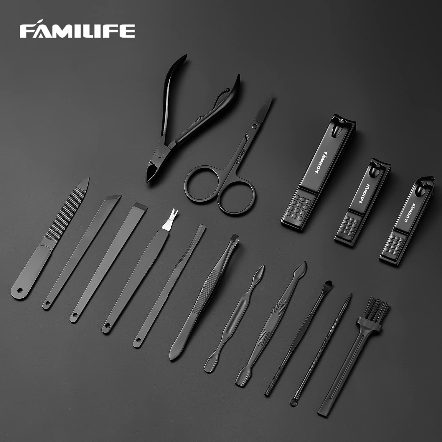 FAMILIFE Manicure Set Professional Nail Clippers Pedicure Care Tools- Portable Stainless Steel Women Grooming Kit for Travel or Home, 16 pcs - image 2 of 8