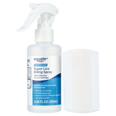 Equate Super Lice Kit with Spray & Lice Comb for 100% Kill in 2 Minutes and Safe for Kids, 4.05 fl oz