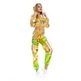 thumbnail image 2 of IBTOM CASTLE Women's Rave Outfit Shiny Crop Top Hoodie Casual Long Pants Hooded Workout Sweatshirt Dance Clubwear XXL Gold, 2 of 8