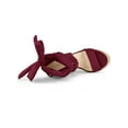 thumbnail image 4 of BLISSFUL STEP Women's Shoes Faux Suede Platform Wedge Heel Lace Up Open Toe Sandals  Burgundy 8.5, 4 of 7
