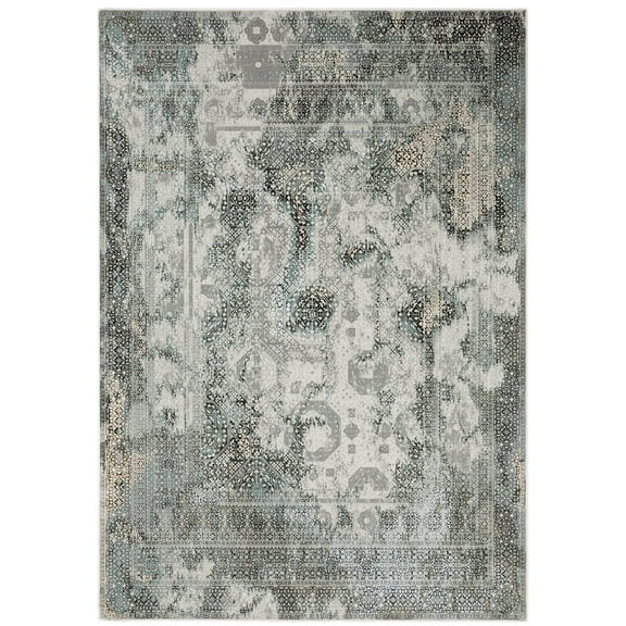 Oriental Weavers Gemini Area Rug - 4153F - 5'3" x 7'6" - in Gray/ Multi - Modern Style, Stain Resistant, Family and Pet Friendly , Bedroom, Office Rug