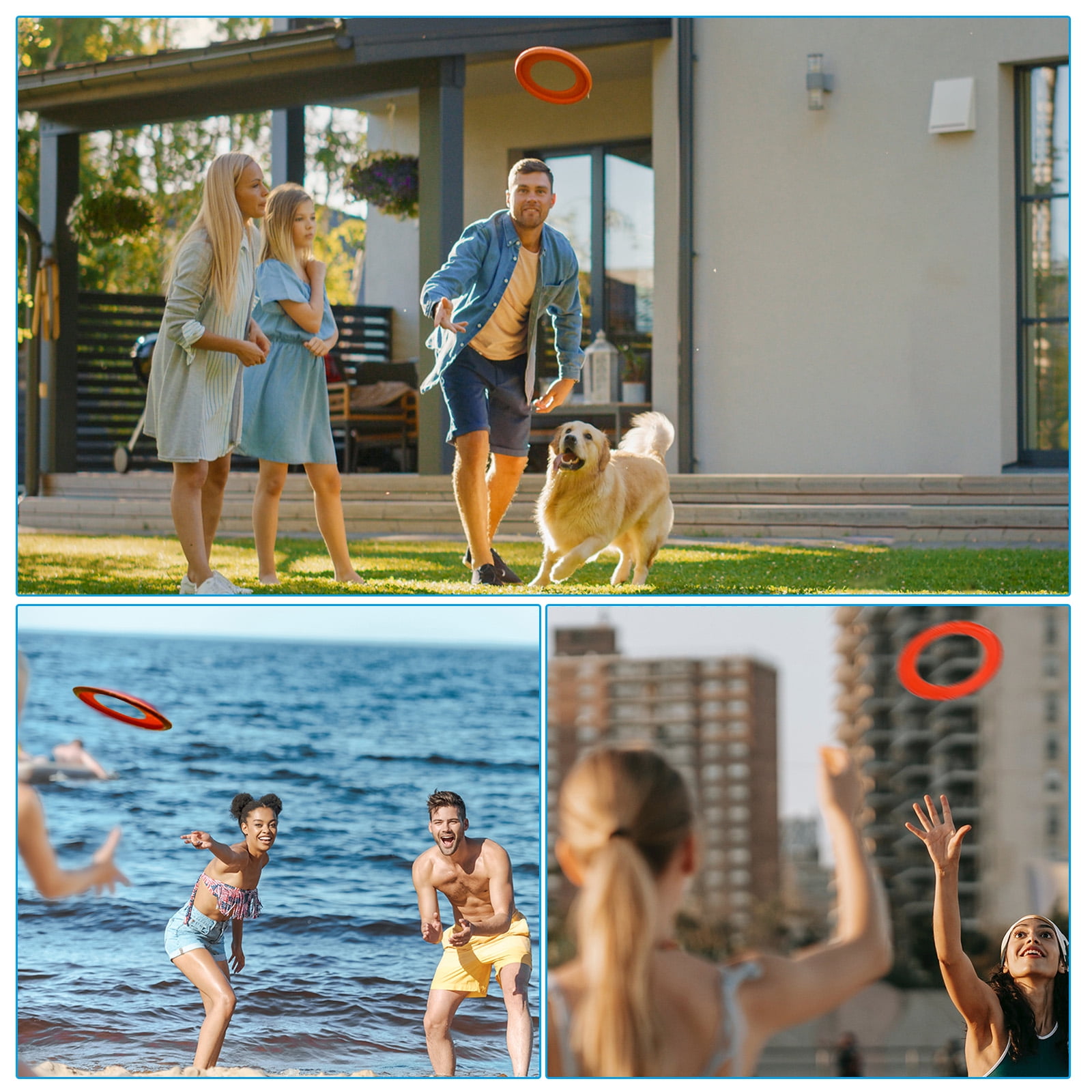 Uxcell Flying Rings, 14 Pack PP Plastic Flying Discs for Sports Outdoor Playing Game Beach Pool Activities, 2 Color