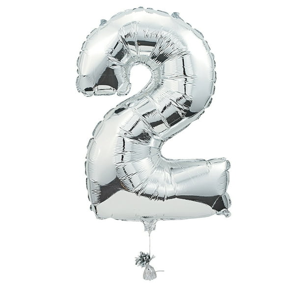 Fun Express - "2" Shaped Mylar Balloon for Birthday - Party Decor - Balloons - Mylar Balloons - Birthday - 1 Piece