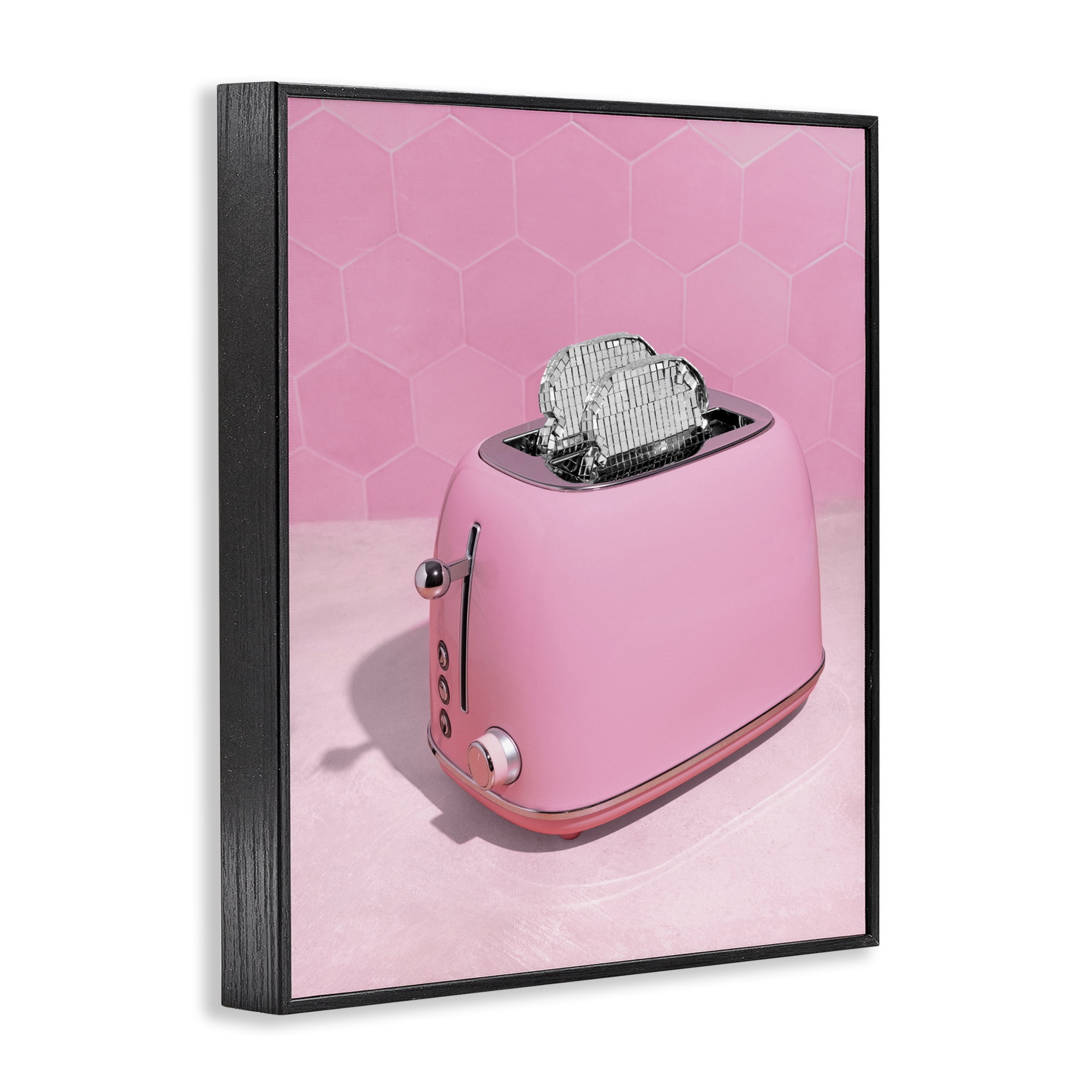 Stupell Industries Disco Toaster over Pink Black Framed Giclee Art, design by LISH Creative