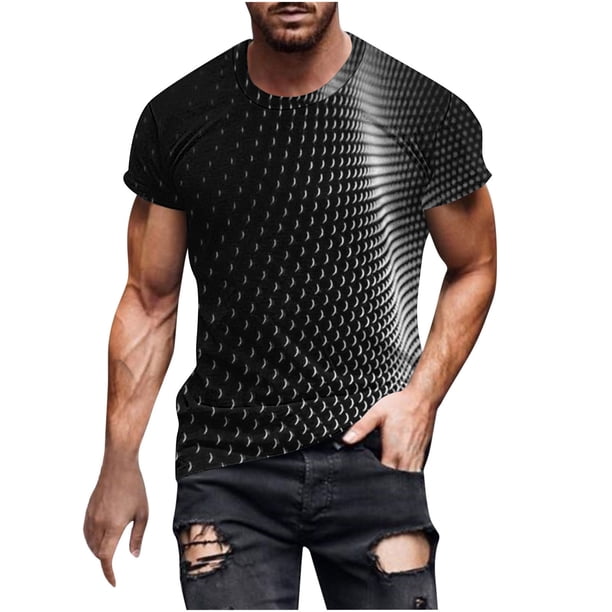Camiseta de Manga Corta de Cuello Redondo de Impresión de los Hombres Moda Casual, Ajuste Suelto para la Capa de Invierno con Chaquetas Y Pantalones Cortos
