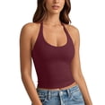 thumbnail image 4 of Women's Slim Fit Halter Tank Top, Solid Color Sleeveless Camisole, Casual Summer Layering Cami, 4 of 7