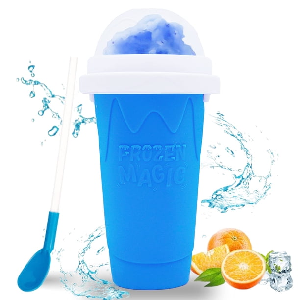 Hoinvaet® Magic Slushy Maker Squeeze Cup Slushie Maker, máquina para hacer batidos de leche caseros, taza refrescante para exprimir, hazlo tú mismo para todos (azul)