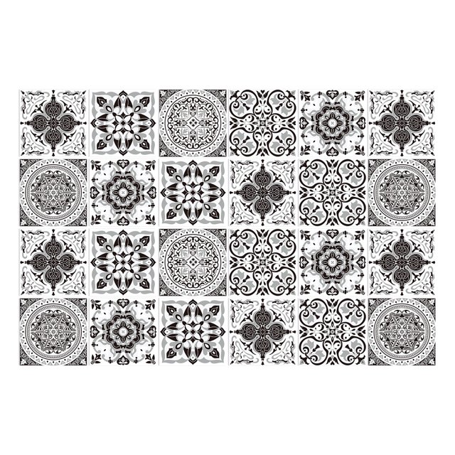 24pcs Retro Grey Kitchen Tile Sticker Wall Waterproof Self Adhesive Wallpaper PVC Furniture Cabinet Surface DIY Decorative Decal