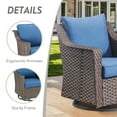 thumbnail image 3 of POCASSY Patio Swivel Chairs Set of 4, Weather-Resistant PE Wicker Patio Furniture Swivel Rocking Chairs with Steel Frame Ideal Furniture Set for Porch Balcony, Brown Wicker Blue Cushion, 3 of 10