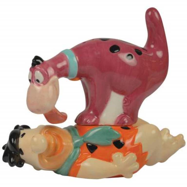 Fred Flintstone and Dino Cartoon Salt and Pepper Shaker Set