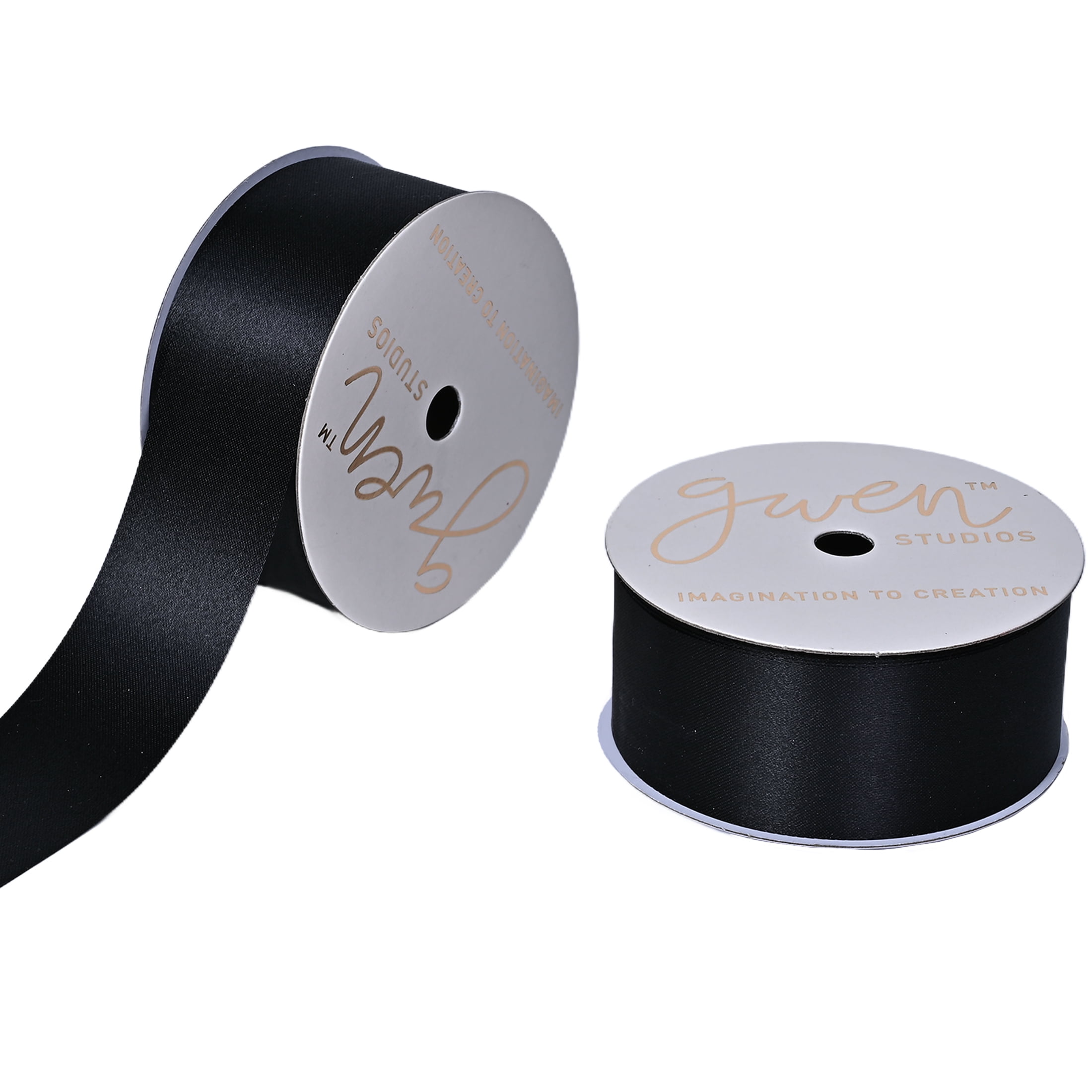 Gwen Studios 1 5/16" Black Ace Satin Ribbon, 3 yards