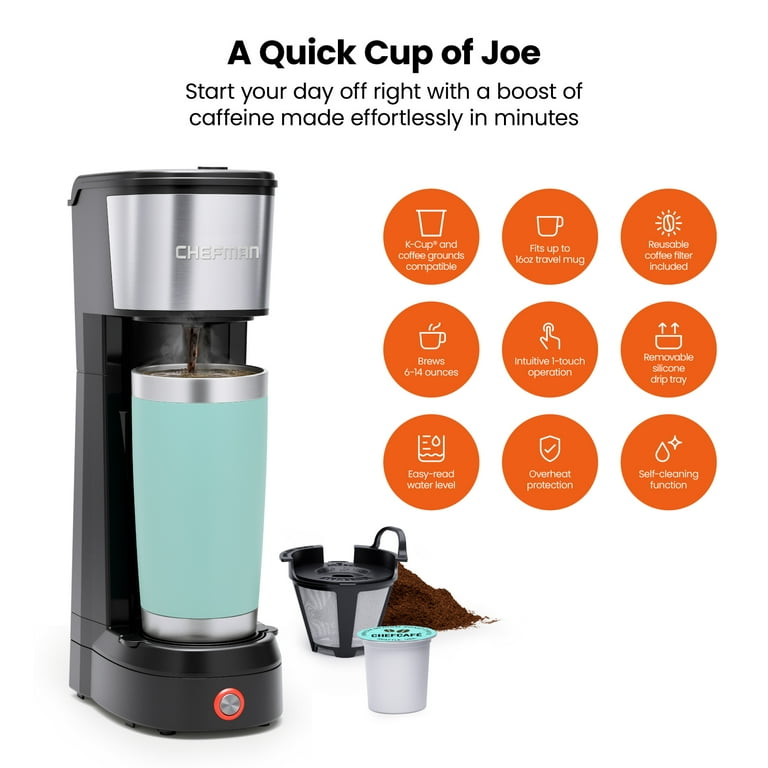 食器 COFFEEMAN Chefman InstaCoffee Single Serve Coffee Maker w/ Reusable
