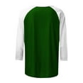 thumbnail image 5 of Htigea Women's 3/4 Raglan Sleeve Shirts Casual Crewneck Tees Patchwork Baseball Sport T Shirt Tops Army Green,M, 5 of 5