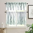 thumbnail image 2 of Green Leaves Kitchen Valance Curtain Set, Spring Summer Botanical Plants Farmhouse Watercolor Sage Eucalyptus Leaf Window Valances and Tier Set for Living Room Décor 54''x18'' & 27''x24''x2, 3 Panels, 2 of 4