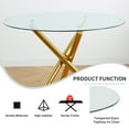 thumbnail image 3 of Sumdeal Modern 47" Round Glass Dining Table,Golden Leg, 3 of 6