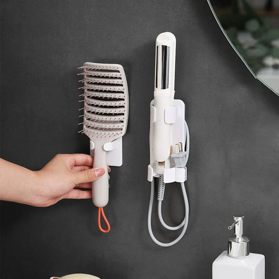 shyuyusa Wall Mounted Curling Iron And Hot Tool Organizer: Hair Dryer Curler And Straightener Storage For Bathroom Also For Curling Iron And Comb