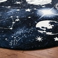 thumbnail image 3 of SAFAVIEH Carousel Kids Planets and Stars Area Rug, Dark Blue/Light Blue, 3' x 3' Round, 3 of 10