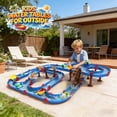 thumbnail image 4 of Terramus 2-Level Water Table for Kids 3+, 115-Piece DIY Water Park Playset, Water Table with Water Wheel, Outdoor Summer Toy, 4 of 10